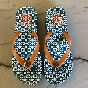 Tory Burch wedge flip flops
